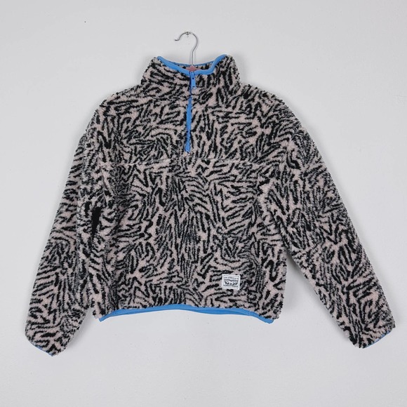 Levi's Zebra Print Sherpa Quarter Zip Sweatshirt - Picture 3 of 8